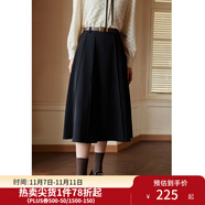 獨束[神裙3.0版]獨束大碼女裝高腰半身裙女秋冬微胖mm遮胯顯瘦A字裙 靜謐黑 L