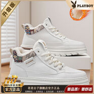 花花公子;PLAYBOY花花公子PLAYBOY高幫鞋男款2025新款冬季加厚二棉保暖休閑鞋男士 米白升級款 39 39