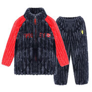 迪士尼（Disney）男童家居服套裝冬天法蘭絨加絨加厚空調服可外穿睡衣蜘蛛俠 HM96520藏紅 160 【適合身高150-160cm】