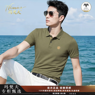 瑪梵夫絲光棉短袖Polo衫男夏季翻領(lǐng)刺繡純棉汗衫T恤加大碼男裝半袖體恤 軍綠色（繡標款） S 165