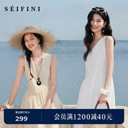 詩(shī)凡黎V領(lǐng)無(wú)袖連衣裙2025夏新款不規則腰線(xiàn)長(cháng)款花苞裙 淡黃 M 建議95-105斤選擇