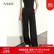 AMII女裝2025秋季新款通勤風(fēng)氣質(zhì)闊腿長(zhǎng)褲女休閑褲子涼感纖維 黑色 M 160/68A