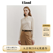 ELAND衣戀小奶羔毛衣女POLO領(lǐng)短款絞花含綿羊毛2025早秋新款 象牙白/白色(39)Ivory M 165
