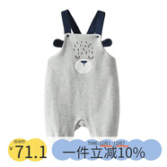 Auro Mesa嬰兒卡通灰色背帶褲春秋純棉男女寶寶可愛(ài)連體褲子嬰童褲子 小熊背帶褲 73