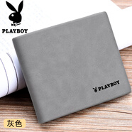 PLAYBOY OUTDOOR花花公子男士錢(qián)包短款錢(qián)夾2024新款駕駛證一體卡包青年大學(xué)生皮夾 PAAZ2043-0H[灰色網(wǎng)版印刷]