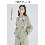 VEGA CHANG高級感風(fēng)衣女中長(cháng)款2026春季知識分子大衣小個(gè)子英倫風(fēng)外套 豆沙綠 M