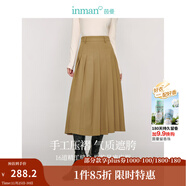 茵曼（INMAN）2025秋冬女裝新款半身裙女格雷系百褶學(xué)院風(fēng)A字顯瘦高級感長(cháng)裙子 卡其色 S