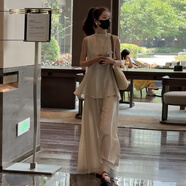 夏典素訂女王（SE.PSTP）冷清禪意風(fēng)新中式亞麻穿搭一整套裝連衣裙子女早秋2025新款兩件套 【杏色套裝】 S 40/45kg 【收藏加購享運費險】