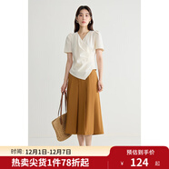 獨束大碼女裝設計感簡(jiǎn)約顯瘦收腰T恤微胖MM夏日時(shí)髦百搭短袖上衣 奶油乳酪 XL (尺碼：3)