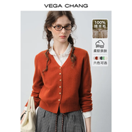 VEGA CHANG【云糯衫】美利奴100%純羊毛針織衫女春裝開(kāi)衫裸感毛衣 櫻桃紅(毛針織衫) 均碼