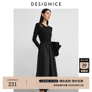迪賽尼斯（DESIGNICE）2024年秋季新款高級感通勤風(fēng)黑色長(cháng)裙氣質(zhì)優(yōu)雅長(cháng)袖連衣裙 黑色 L