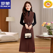 羅蒙（ROMON）毛呢背心連衣裙兩件套套裝女2025春秋新款感減齡遮肚子氣質(zhì)套裝裙 安哥拉紅（背帶裙+打底衫） M 90-105斤