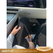 主意范麥穗紋提花褲子男款秋冬設計感加絨加厚衛褲垂墜感直筒闊腿休閑褲 黑色升級 M 90-110斤