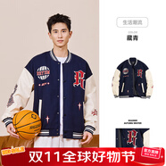 準(zhǔn)者棒球服夾克外套男裝2025秋冬新款美式復(fù)古PU皮袖休閑寬松運(yùn)動開衫 902藏青色  2025新款【加厚款】 XL