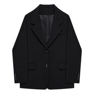 卡其色小西裝外套小眾設計英倫風(fēng)自制寬松春秋韓版白色黑色女西服 黑色23款二扣夏薄西服 5XL 5XL162176斤體重