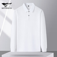 七匹狼夾克專(zhuān)家【純棉】長(cháng)袖t恤男polo領(lǐng)純色中青年2025春季新款商務(wù)休閑T 白色 M 48 100-120斤