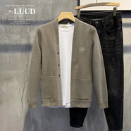 嘉曄（JIAYE）日系舒適呢絨修身男士開(kāi)衫韓版休閑復古針織毛衣潮流百搭短款外套 卡其色【高品質(zhì)】 XL 【建議120-130斤】