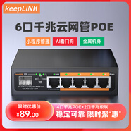 keepLINK KP-9000-204GP千兆6口標準云網(wǎng)管POE供電交換機52W攝像頭監控AI智能分流器/臺