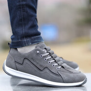 花花公子（PLAYBOY）男鞋秋季時(shí)尚新款透氣防臭阿甘休閑運動(dòng)板鞋男士軟底勞保工作鞋 AW916灰色主圖皮面款 38 尺碼偏小拍大一碼