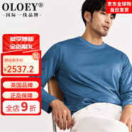 OLOEY國際一線(xiàn)品牌含桑蠶絲高端秋季薄款t恤男士韓版休閑純色圓領(lǐng)體恤 淺綠色 M