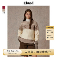 ELAND【新戰袍】衣戀紅色毛衣女小鹿圖案含綿羊毛柔軟保暖長(cháng)袖毛衫20 淺卡其色(36)L/Beige S 160