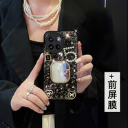 小米（MI）【品質(zhì)原裝】水鉆帶鏡子適用小米Civi4Pro手機殼網(wǎng)紅14T全包12s外 黑直殼-灰色大滿(mǎn)鉆-五字方鏡+膜 小米6X