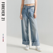 FOREVER21童裝女童加絨褲子2025新款冬裝保暖寬松兒童牛仔褲中大童長(cháng)褲 【薄款】翻遍牛仔 150