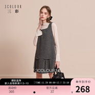 三彩【綿羊毛】2025冬季新款方領(lǐng)蝴蝶結毛呢連衣裙無(wú)袖背心裙M 寂靜灰 S 155/80A