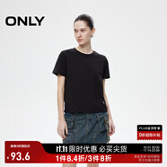 ONLY2025秋季新款簡(jiǎn)約舒適基礎(chǔ)純色圓領(lǐng)正肩短袖T恤女|125101058 H1Z 黑色 S (160) 80A