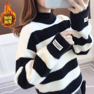 俞兆林（YUZHAOLIN）雪尼爾半高領(lǐng)加絨加厚毛衣女2025年新款寬松秋冬慵懶風(fēng)針織衫毛衣 黑色 專(zhuān)柜品質(zhì)加絨 加厚 M