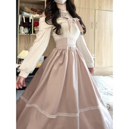 秋日絮語(yǔ) 清楚系優(yōu)雅溫柔淺粉露肩連衣裙秋季新款日系白月光長(cháng)裙 秋日絮語(yǔ) 連衣裙 S （建議80-95斤）