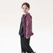 允兒媽寶寶冬季加絨加厚連帽衛衣開(kāi)衫 允兒媽女童2025新款山系外套上衣 粉紫色 現貨 150