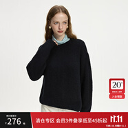 范思藍恩軟糯百搭套頭圓領落肩袖針織衫女冬季2024新款長袖上衣 黑色 XS