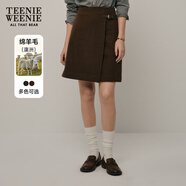 Teenie Weenie小熊女裝冬裝簡約氣質(zhì)時尚毛呢半身短裙A字裙高腰裙 棕色 M (165)