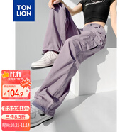 唐獅（TonLion）2024女寬松休閑工裝口袋腳口抽繩長褲