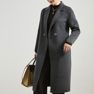 Hoores新款雙面羊絨大衣女中長(cháng)款時(shí)尚韓版修身羊毛秋冬裝毛呢外套女原創(chuàng  ) 深灰色 M （95-110斤）