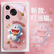 美十美分（MSMF）適用華為新款手機殼毛絨哆啦a夢(mèng)叮當貓秋冬可愛(ài)女款防摔玻璃鏡頭全包保護套 【玻璃玫瑰粉】哆啦A夢(mèng)-BL180006G 華為Nova6/4G版/5G版