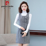皮爾卡丹毛呢背帶裙2025秋冬新款時(shí)尚韓版連衣裙大碼女春季無(wú)袖打底裙 淺灰色 【2062】 3XL