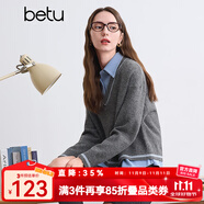百圖betu女裝冬季新款毛衣時(shí)髦假兩件氣質(zhì)套頭毛衫女2410T38 灰色 XS