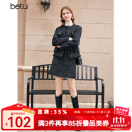 百圖betu女裝秋冬新款半身裙ins風時髦小香風短裙A型裙女2310T74 黑色 M