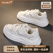 OLOEY國際一線(xiàn)奢侈高檔品牌男鞋2025新款面包鞋男款網(wǎng)面厚底增高小白鞋 白色 43