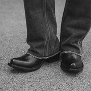 kangnai暗黑帥氣時(shí)裝靴尖頭增高厚底切爾西巫師男女馬丁靴-W 男碼66627黑色 42