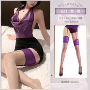 性感按摩服輕透連衣裙特別bf網(wǎng)紗短裙情調艷麗超閃奶呼呼超夸張 禁欲秘書(shū)長(cháng)紫+黑上衣+包臀裙+T褲+紫吊帶長(cháng)筒絲襪 S80-100