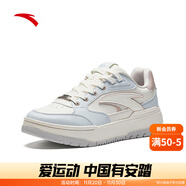 安踏（ANTA）982丨王一博同款板鞋女厚底運動(dòng)休閑鞋商場(chǎng)同 淺霧灰/象牙白-4 39
