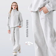 女童衛(wèi)衣套裝大童25秋季新款衣服兒童休閑褲子女孩洋氣童裝春秋 麻灰GGY004 170 cm