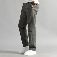 楓裳依舍（FSHANYS）男士松緊腰運動(dòng)褲拉鏈口袋加肥加大碼工裝純 軍綠色 6XL 建議體重240斤-260斤穿