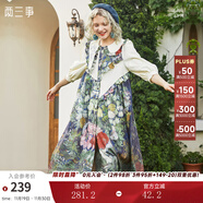 兩三事梵高文藝復古油畫(huà)連衣裙女2025新款寬松民族風(fēng)裙子衣鈴懸花 米黃色 M
