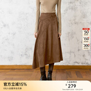 顏域（YANYEE）麂皮絨不規(guī)則半身裙女2025新款冬裝咖色復(fù)古設(shè)計(jì)感中長款裙子 咖色 S/36