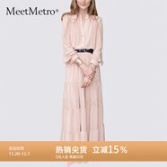 MeetMetro瑪依爾時(shí)尚高腰連衣裙2025夏新款氣質(zhì)顯瘦仙女裙蛋糕裙 藕粉MD809633【現貨】 M