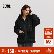森馬（Semir）森馬外套女仿羊羔毛搖粒絨雙面穿連帽重磅夾克24新款109724108002